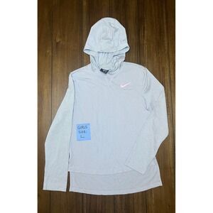 Nike Dri Fit Standard Fit Girls Hoodie Gray Long Sleeve Athletic Size L